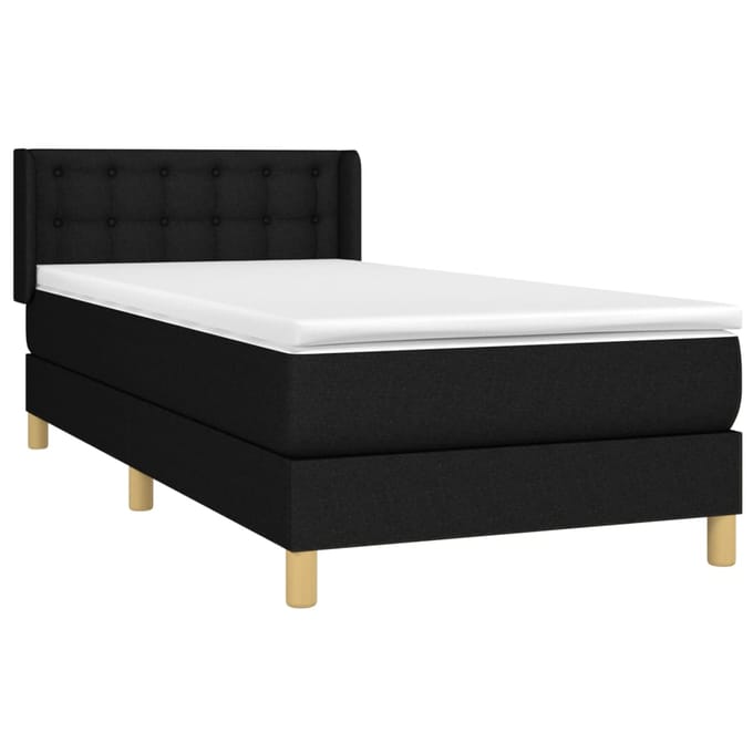 vidaXL - Boxspring - met - matras - stof - zwart - 90x190 - cm