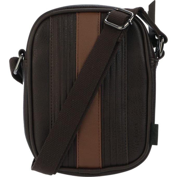 Ted Baker schoudertas Evver Striped PU Flight Bag Brn-Choc donkerbruin