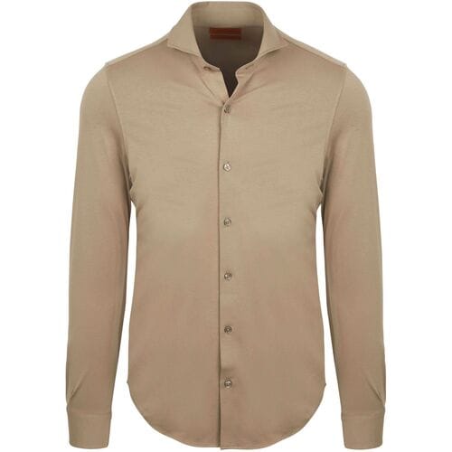 Suitable Sorona Overhemd Beige - Maat 40 - Heren - Overhemden Formeel