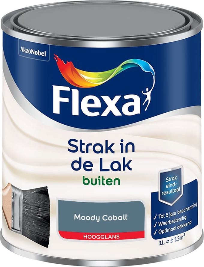 Flexa - Strak In De Lak Buitenlak Hoogglans - Moody Cobalt - Mengverf - 1 L