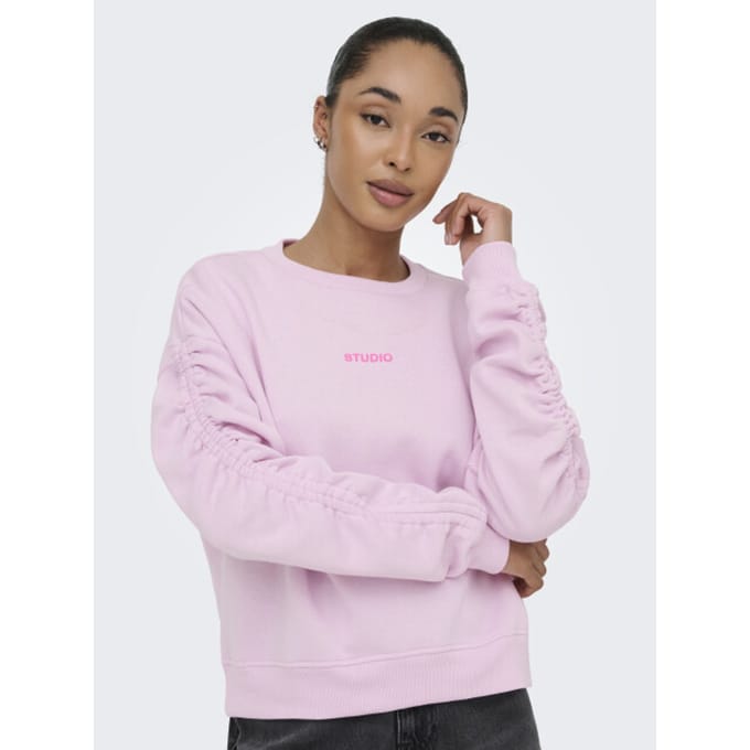 Only Trui Onlsweat L/s Ruched Crew Swt 15382073 Winsome Orichd/pink Studi Dames Maat - M