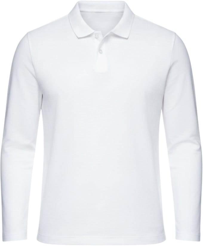 OMBRE Polo - Regular Fit - Katoen - Lange Mouw Wit M