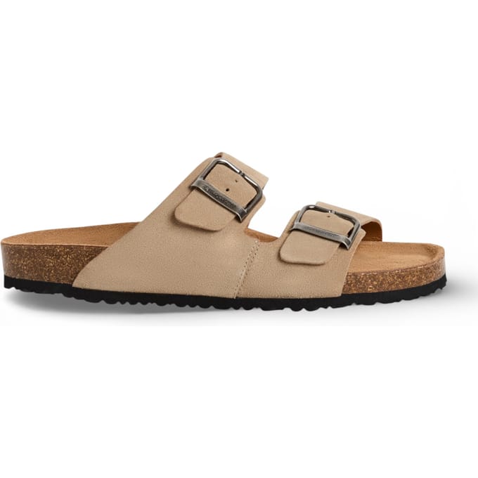 Tamaris herenslippers van zandbeige leer met instapzool.