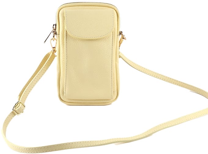 Giuliano lederen telefoontasje Anna - Geel - Dames - Made in Italy