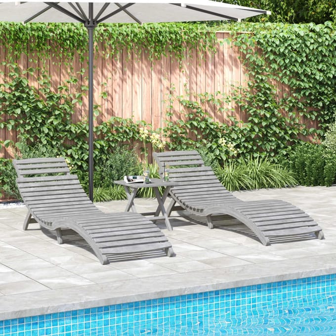 vidaXL - Ligbedden - 2 - st - 184x55x64 - cm - massief - acaciahout - grijs
