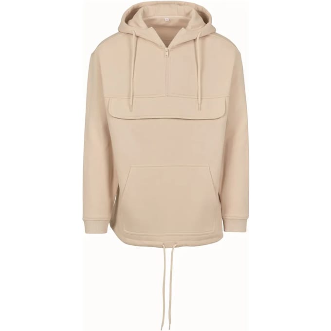 Build Your Brand - Sweat Pullover Hoodie met halve Rits - Sand maat M