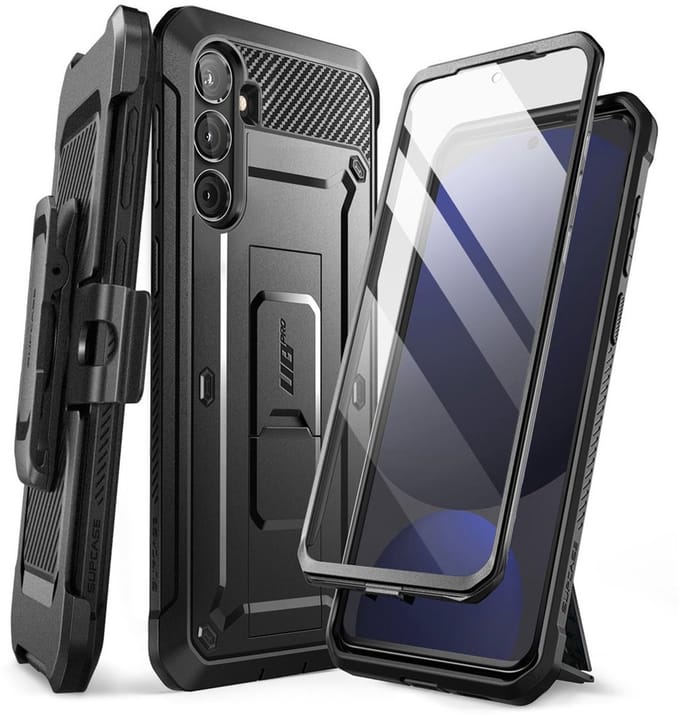 Supcase 360 Backcase hoesje met screenprotector geschikt voor Samsung Galaxy S24 FE - Zwart