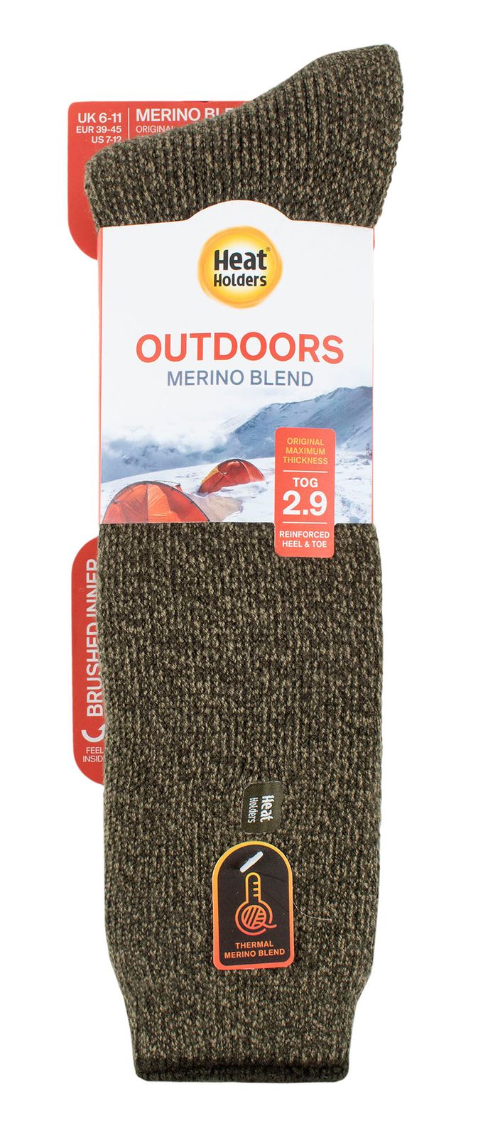 Heat Holders - Kniehoge herensokken van merinowol - Khaki