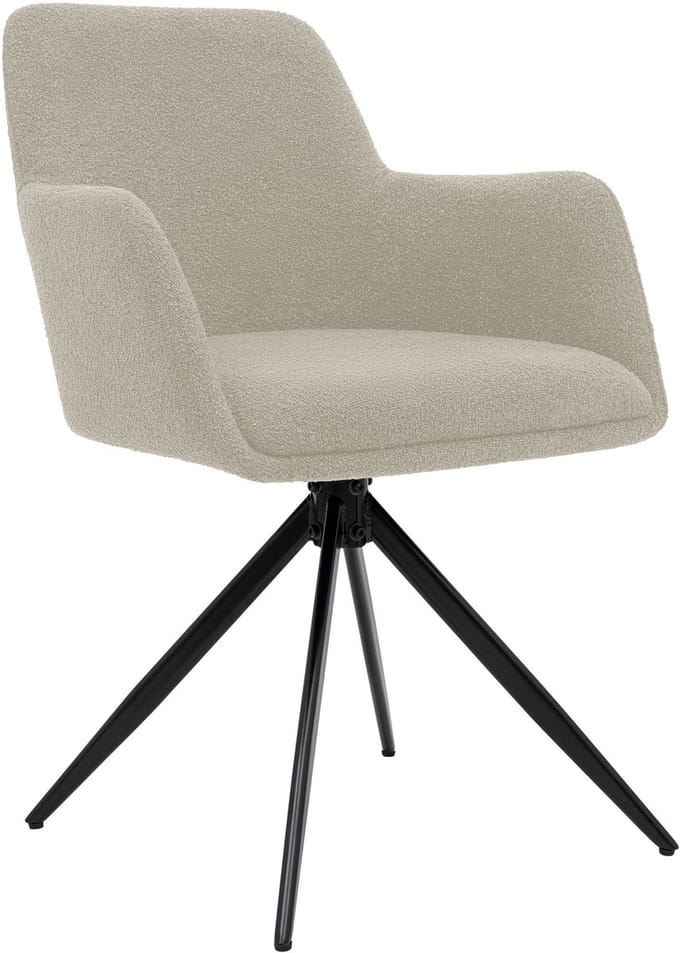CLP Olema Eetkamerstoel - draaibaar - met armleuning - metalen frame - Teddy Stof/taupe