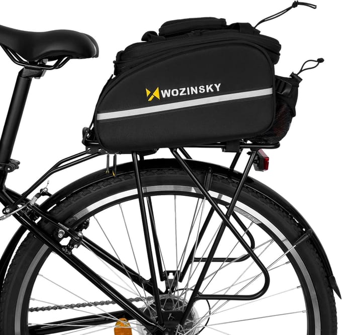 Wozinsky large bike rack bag 35l + rain cover black (WBB19BK)