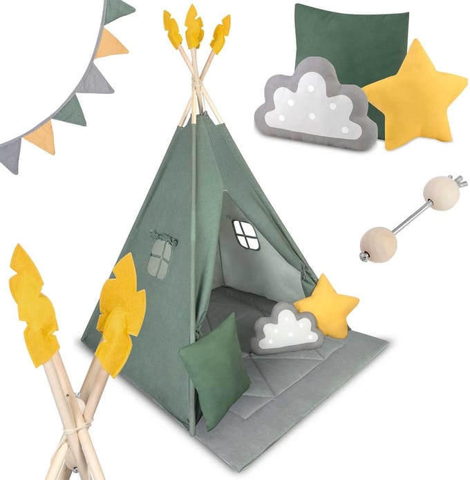 Speeltent Tipi – Montessori – Katoen – Inclusief Mat & Kussens