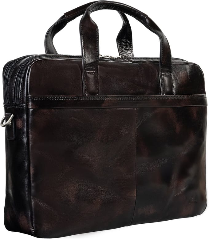 Tony Perotti Leren Laptoptas 14 inch van Gogh 2-vaks Zwart