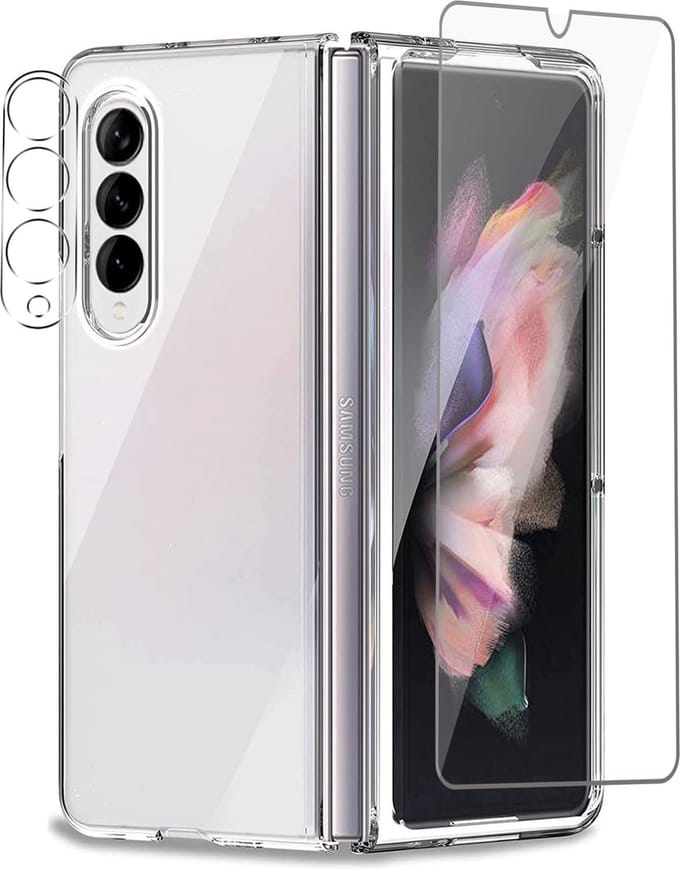 Hoesje geschikt voor Samsung Galaxy Z Fold 3 Hoesje - Screenprotector + Camera Beschermglas