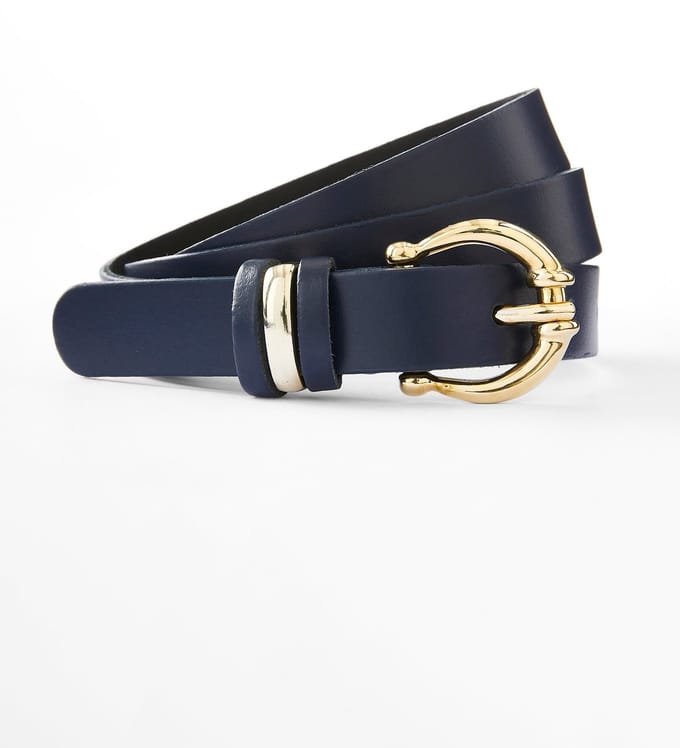 Damart - Smalle riem van splitleer - Dames - Blauw - 85 CM