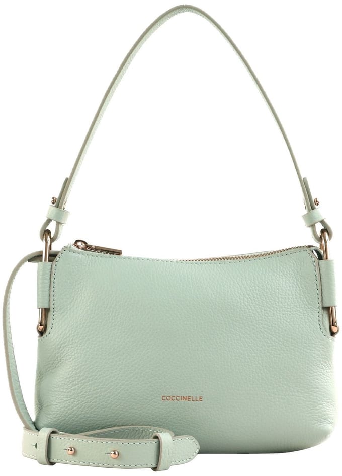 COCCINELLE Leren schoudertas Rebekka Mini Bag Grained Leather Snow Lichtgrijs