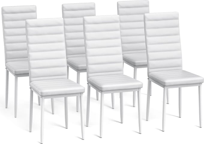 Bealife TB41C Eetkamerstoelen - 6 stoelen - PU Leer bekleed - Wit