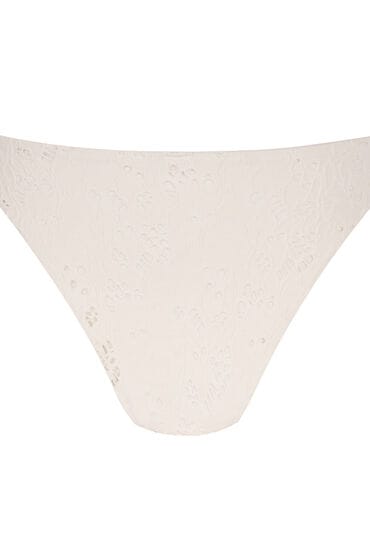Hunkemöller Gehaakt hoog uitgesneden bikinibroekje Wit