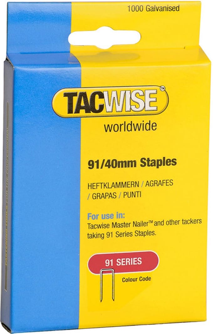 Tacwise nieten voor tacker - Type 91 - 40 mm - Gegalvaniseerd - 1000 stuks