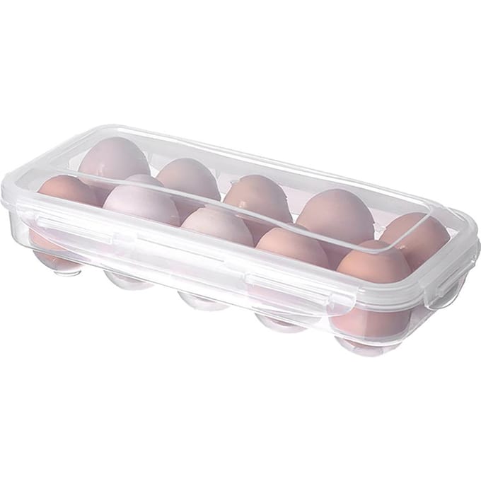 10/18 Grid Eier Opbergdoos Eierrek met Deksel Keuken Koelkast Eierdoos Eier Opbergrek Eier Opbergdozen Koelkast Eier Organizer white