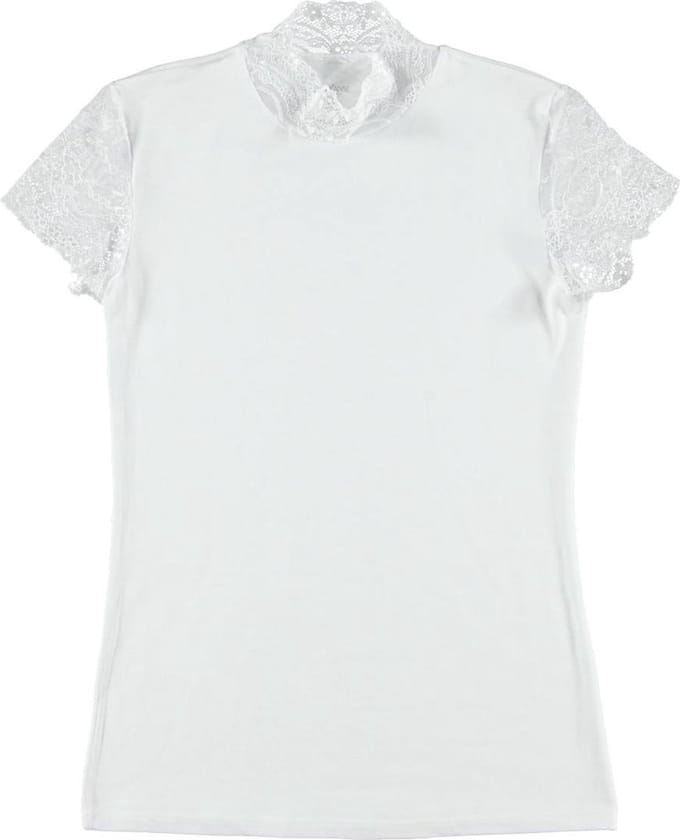 Shirt Met Kanten Mouwtjes - Wit