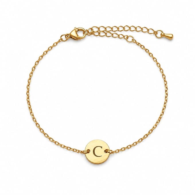 Minimalistische Initiaal Munt Armband Goud
