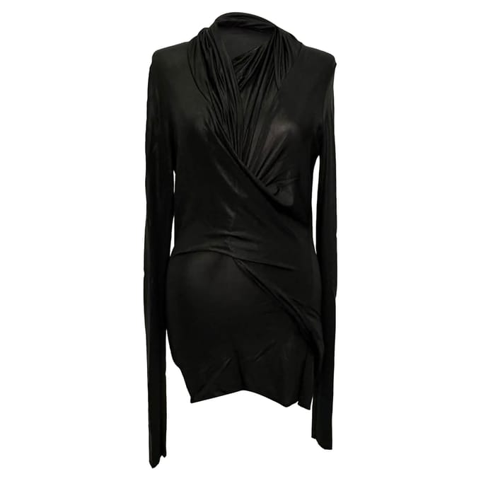 Rick Owens Magnetic Long Sleeve Top in Black Viscose