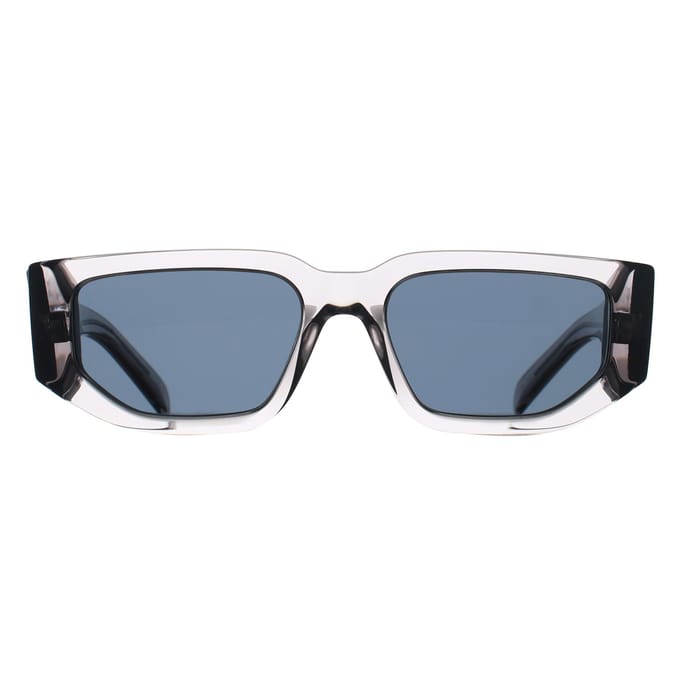 Prada PR09ZS Transparant Grijze Zonnebril, Moderne UV400 Bril met Driehoek Logo gray