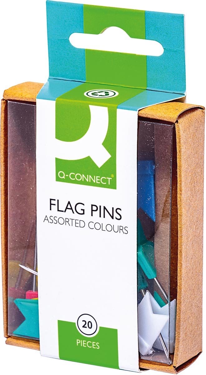 Q-CONNECT vlagspelden, geassorteerde kleuren, 10 doosjes van 20 stuks
