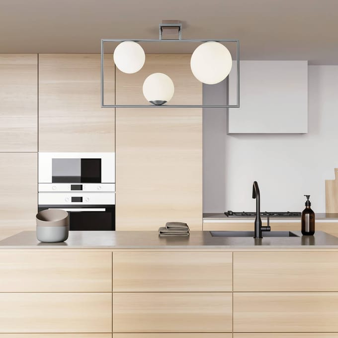 miloox by Sforzin Buble plafondlamp, staalkleurig, 3-lamps, glas