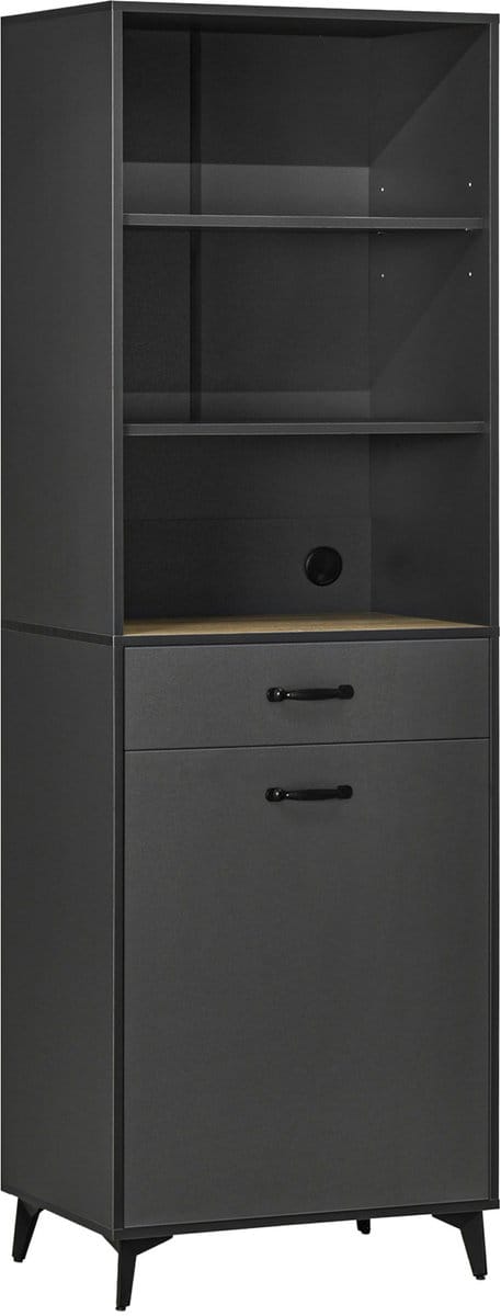 HOMCOM Keukenvoorraadkast - Spaanplaat - 60x42x180cm - Grijs