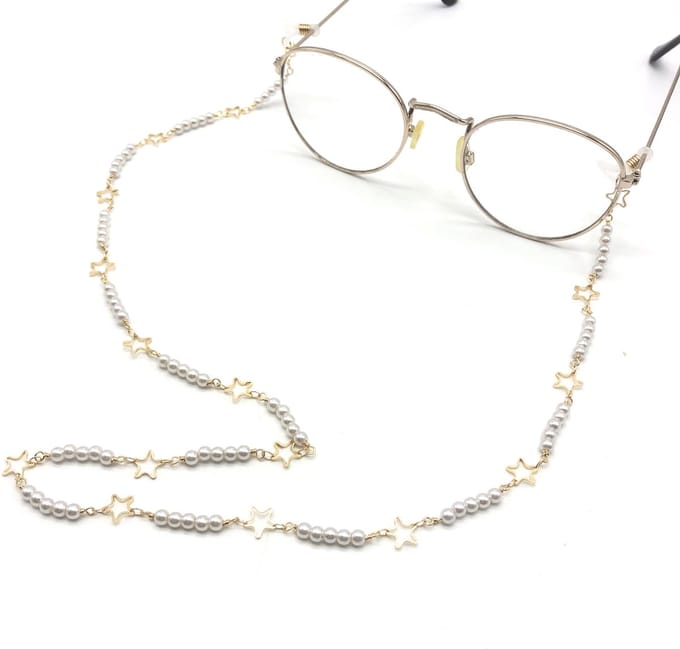 Brillenkoord - Brilkoord - Brilketting - Bril accessoires - 60 cm - Goud - Sterretjes