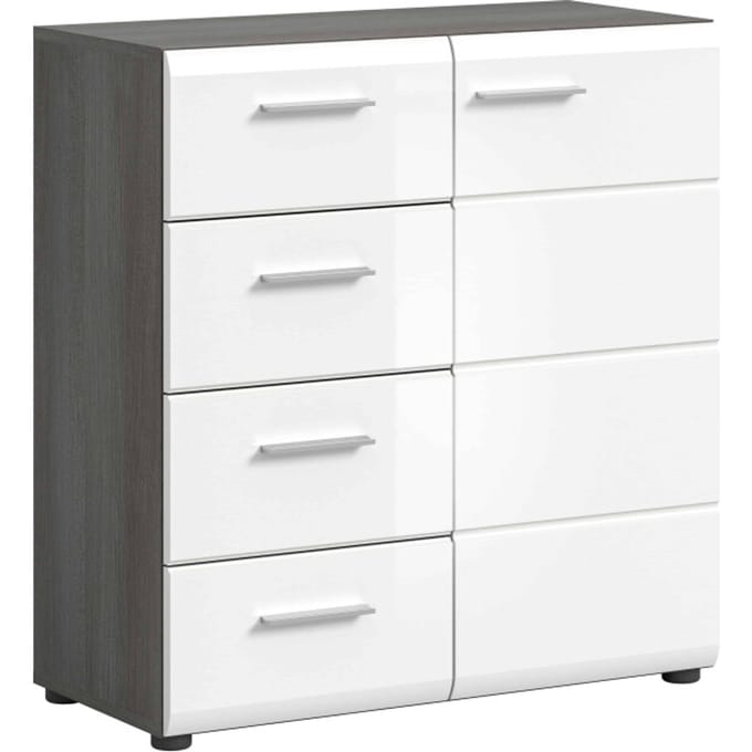 Salsa ladekast wit hoogglans MDF TZ rook zilver NB - 37x80x85cm