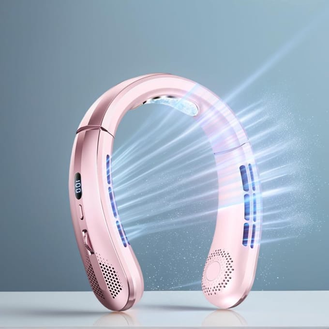Ulisem - Nekventilator - 100 windsnelheden - 365g draagbaar - Bladloos ontwerp - USB-C opladen - Stil (25dB) - Digital display - 24 uur batterij - Roze