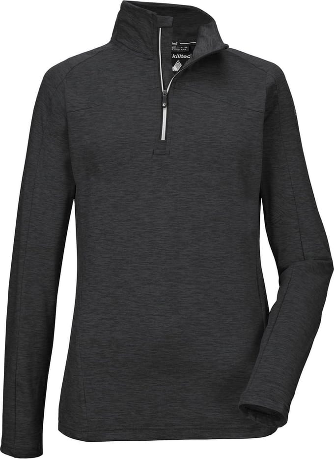 Killtec dames skipully - ski pulli dames 38601 - zwart gemeleerd - korte rits - maat 44