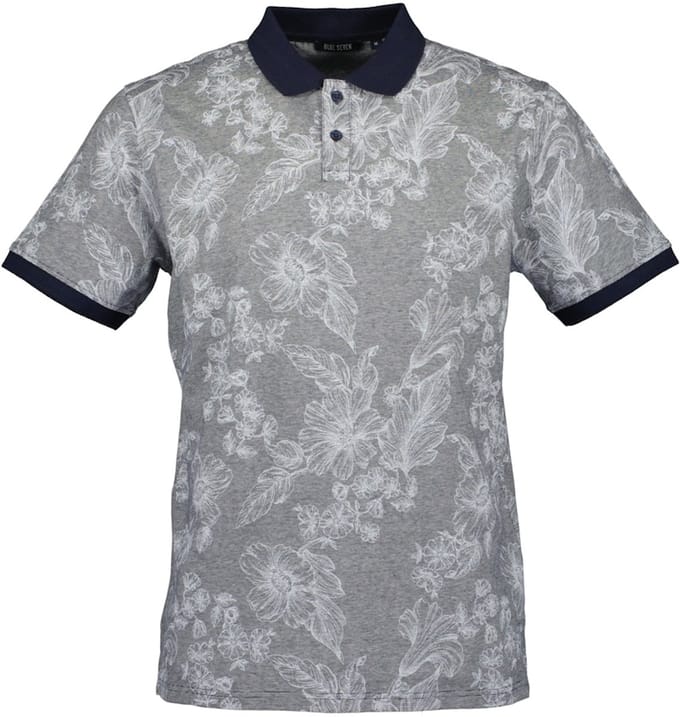 Blue Seven - Polo 321172 blauw/grijs print KM - maat M