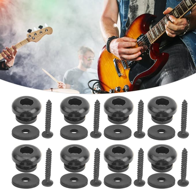5 Paires de Boutons de Sangle de Guitare pour Basse Ukulélé Accessoires Périphériques d'Instrument de Musique Noir noir