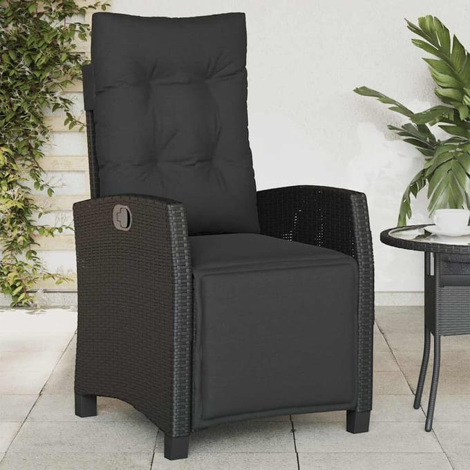 vidaXL - Tuinstoelen - 2 - st - verstelbaar - met - voetensteun - poly - rattan - zwart