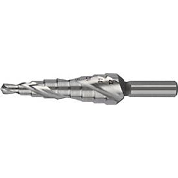 RUKO stappenboor Ø 4-12 mm, HSS-Co5, spiraalgroef Z2, 9 stappen, L 65 mm, kruisgleuf