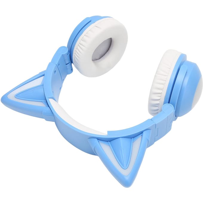 Kattenoren Bluetooth Headset Stereo Schattig Hoge Gevoeligheid Ingebouwde Microfoon Verstelbare LED Kinderheadset blauw