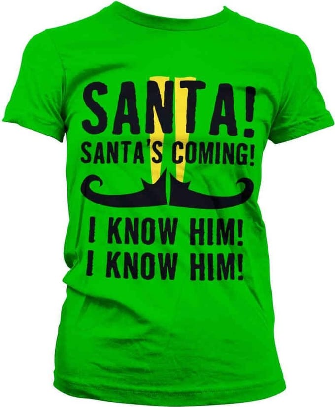 Elf Dames Tshirt -S- Santa's Coming Groen