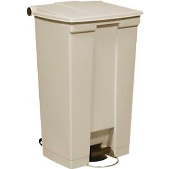 Rubbermaid Legacy Step-On pedaalafvalbak, prikbestendig, met dekseldemper, L 419 x B 501 x H 828 mm, 87 l, polyetheen, beige