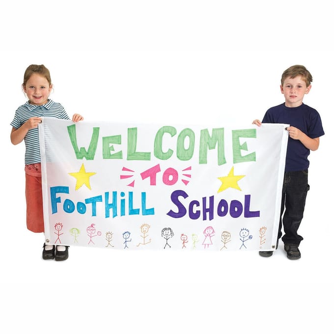 Colorations - Grote witte nylon banner knutselset voor kinderen - 2 stuks.
