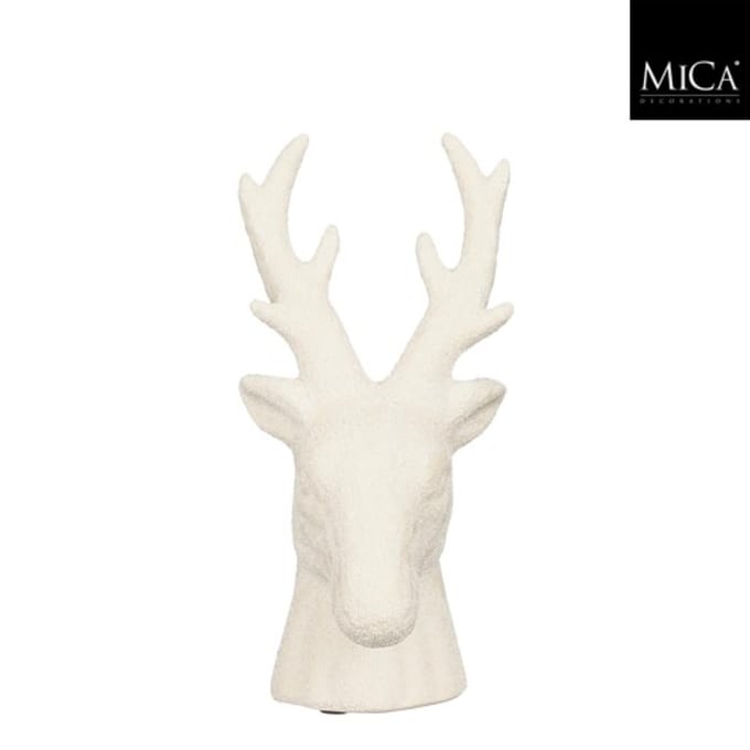 Decoratie rendier wit - l10,5xb10xh19,5cm