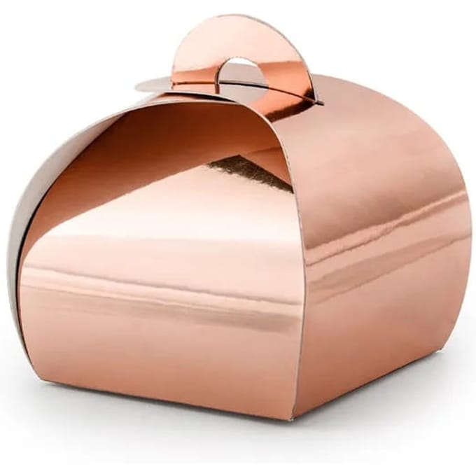 PARTYDECO - 10 roségoud metallic kartonnen doosjes voor bedankjes 6 x 5,5 cm
