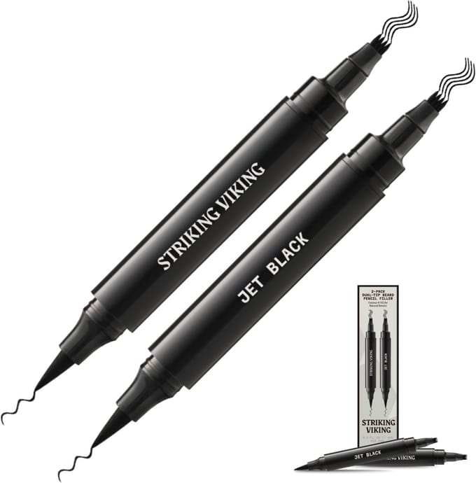 Striking Viking Beard Filler Pen voor Mannen - Medium Zwart - 2-pack