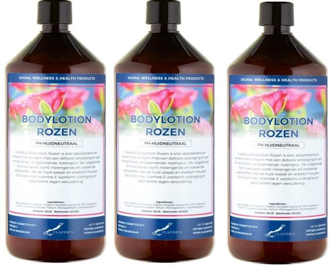 Bodylotion Rozen 1 Liter - set van 3 stuks