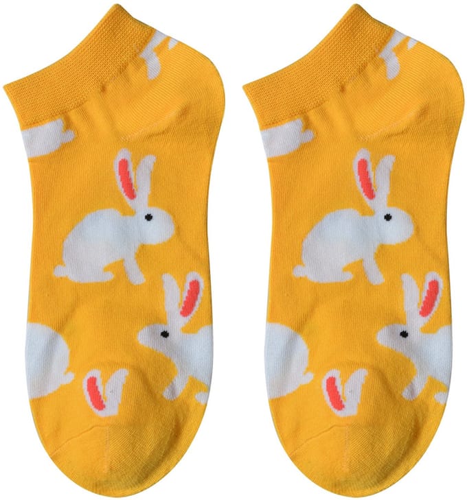 Clayre & Eef Grappige Sokken one size Geel Polyester Konijn