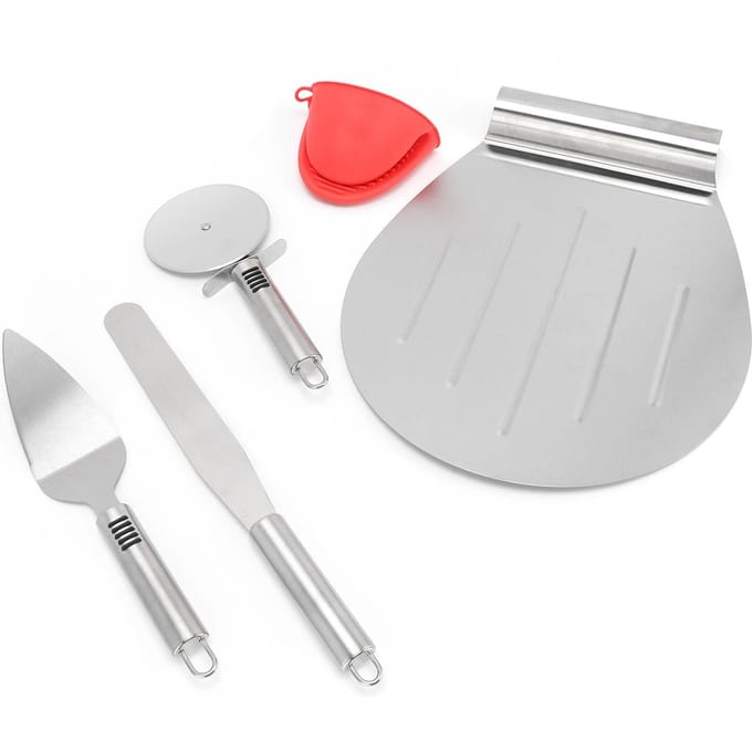 Pizza Spatel 5PCS Roestvrijstalen Blad Polijstproces Pizza Schep Pizza Snijgereedschap white
