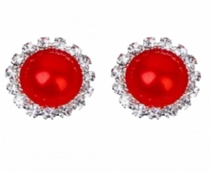 Clip Oorbellen- Rood- Strass-1.5 cm- Kunststof