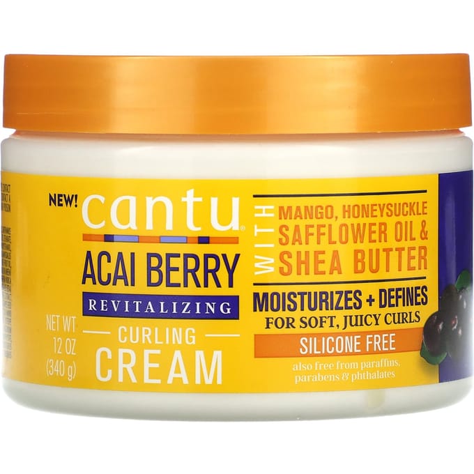 Cantu, Revitalizing Curling Cream, Acai Berry, 340 g (12 oz) yellow